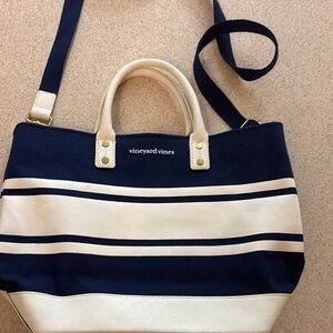 Vineyard Vines Navy and White Striped Tote Bag